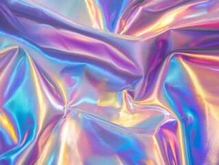 Obraz premium Holographic chrome gradient waves abstract background - ai