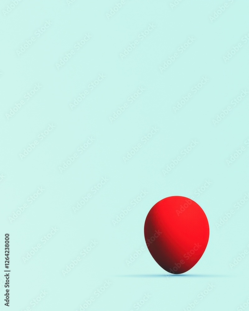 Poster dynamic red sphere rolling across minimalist background abstract art digital creation studio setting