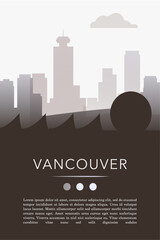 Naklejka premium Vancouver city template for website, presentation, front page, invitation, publication sheet with skyline, landmarks. Vector Canada, British Columbia image layout, simple and grayscale