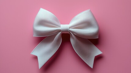 Elegant white bow on a soft pink background, perfect for gift wrapping or decoration