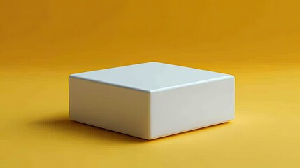 Minimalist white box on a vibrant yellow background, emphasizing simplicity and elegance