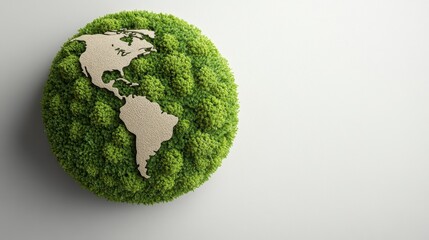 Green Globe on White Background