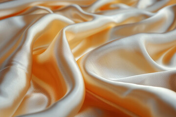 Luxurious Golden Silk Fabric with Smooth Folds and Soft Texture