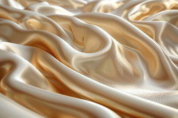 Luxurious Golden Silk Fabric with Smooth Folds and Soft Texture