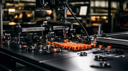 Fototapeta premium Automated Packaging Machine High Speed Food Production Line Industrial Robotics Factory