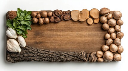 Rustic Wooden Board with Natural Decorations