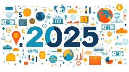 2025 Global Economy Finance Growth Currency Icons