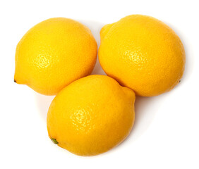 Three lemon isolated on white background