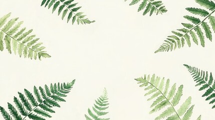 A serene arrangement of green fern leaves on a soft background, perfect for nature-themed designs