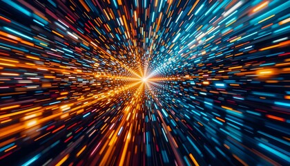 Image of Glowing Lines Converging at a Central Point, motion type, fractal burst background 