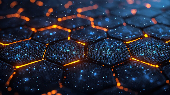 Abstract connection design with hexagonal pattern. Networking and data technology inspired theme background.
