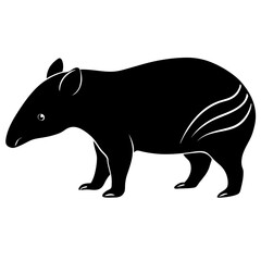 Cute Silhouette Tapir Line Art Black Vector Carton Illustration