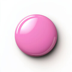 Pink glossy button with layered shadow effect isolated design on white background