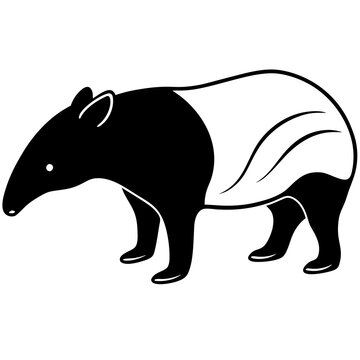 recommend clip art: Cute Silhouette Tapir Line Art Black Vector Carton Illustration