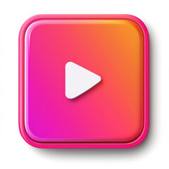 Play button icon with vibrant gradient colors isolated design on white background