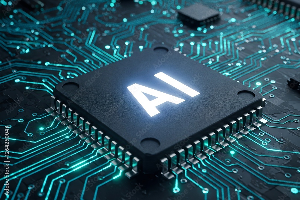 Poster close-up of a microchip with 