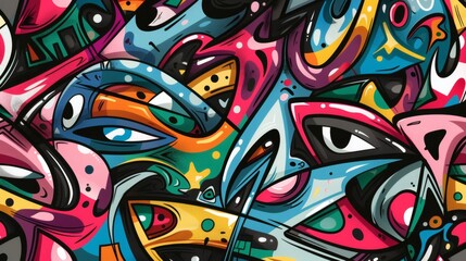 Obraz premium Abstract Colorful Graffiti Artwork with Eye-catching Patterns and Shapes