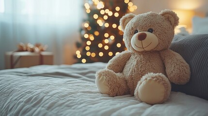 Cozy Christmas Eve: Teddy Bear by the Christmas Tree
