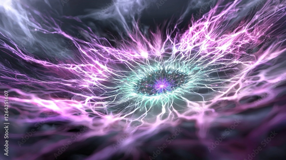 Poster abstract neural network digital brain energy connection data innovation