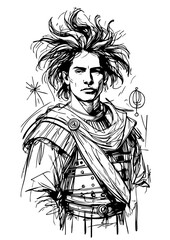 Roman Warrior Sketch – Hand-Drawn Ancient Soldier Illustration