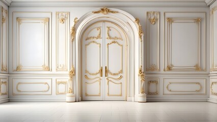 Obraz premium Room Door banner with empty space Without Text, White luxury background, holiday banner poster background for advertisement ads