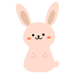 正面を向いたかわいいウサギ（線なし）