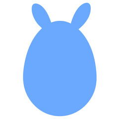 青色のうさぎのイースターエッグ（線なし）