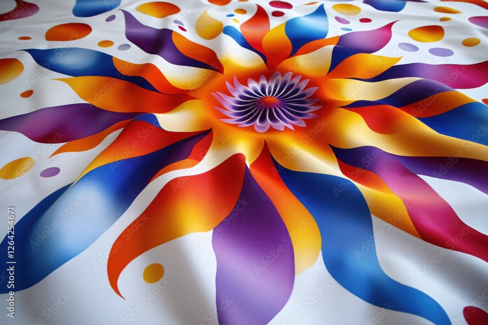 Poster Abstract floral design with vibrant colors and flowing lines creating a modern artistic pattern
