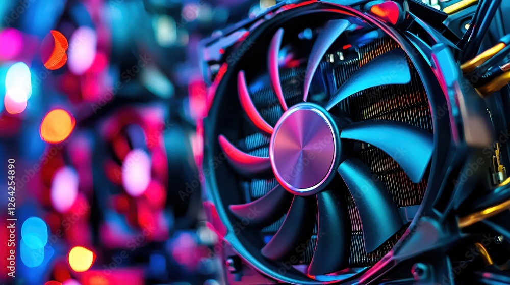 Aufkleber vivid neon cooling system close up showcasing advanced technology and modern computer hardware