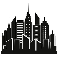 Obraz premium silhouette vector of modern city skyline with high-rises