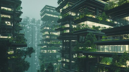 Obraz premium Modern Modular Architecture with Green Spaces in Urban Setting