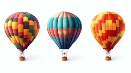 Fototapeta premium Colorful Hot Air Balloons Floating in a Clear Blue Sky
