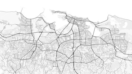 San Juan, Puerto Rico. Perfect for posters, printing, wallpaper, and home decor. Contains information on places of interest, roads, toll roads, rivers, mountains, parks, etc © City in Art