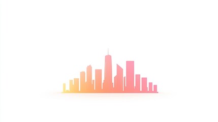 Vibrant city skyline silhouette in gradient hues showcasing urban architecture at sunset