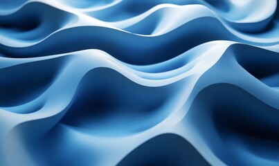 Fototapeta premium Abstract blue waves, geometric design, 3d render, Generative AI