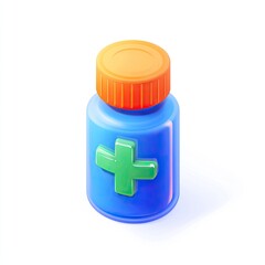 Obraz premium 3D Illustration of a Blue Medicine Bottle