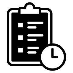 Checklist Icon with Clock for Task Management