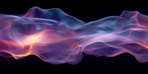 Fototapeta premium Abstract purple waves, fluid design, 3d render, Generative AI
