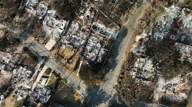 Aerial flyover above total devastation in Altadena, Eaton fire aftermath in LA