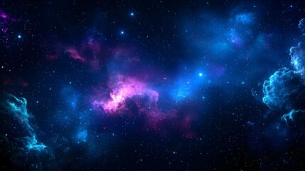 Naklejka premium Vibrant Nebula in Deep Space: Cosmic Clouds of Blue Purple and Pink Hues
