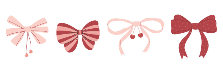 Cute trendy pink ribbon bows set