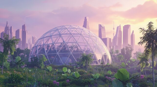 Lattice Shell Structure Forming a Dome in Urban Greenhouse Setting