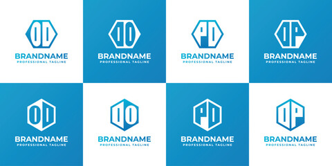 Letters DO OD DP PD Hexagon Logo Set, suitable for business with DO OD DP PD initials