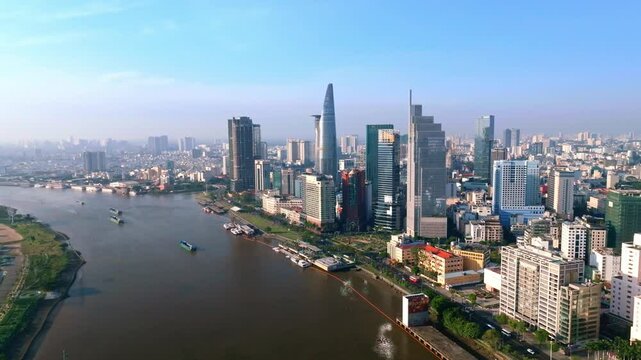 Aerial view of Ho Chi Minh city, Vietnam in the morning	