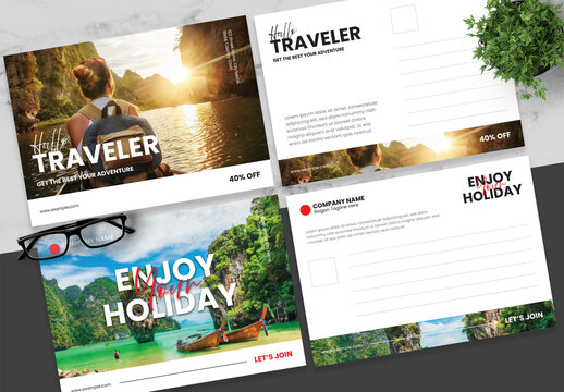 Red And Black Travel Postcard