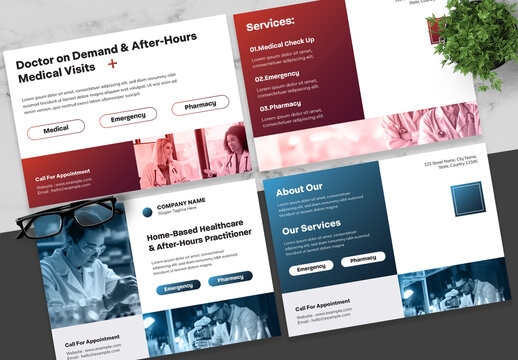 Red And Blue Medical Postcard