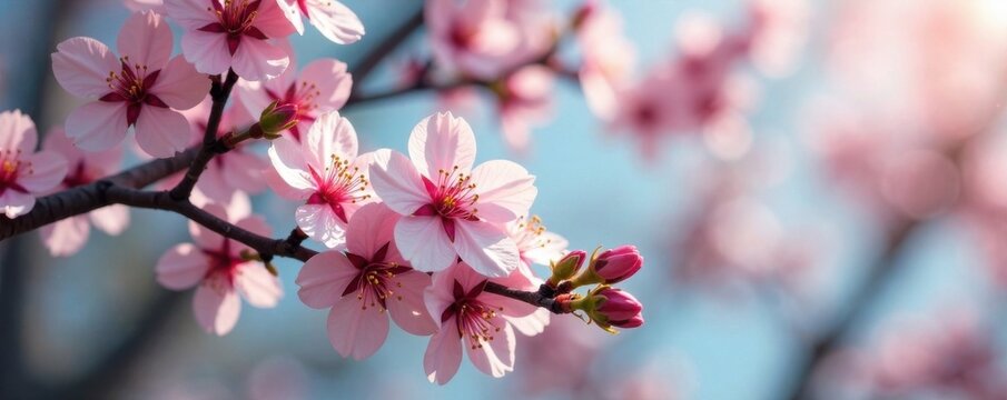 Spring blossoms on bare tree limbs , renewal, branches, spring