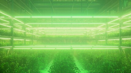 Obraz premium Lattice Facade Blending Technology with Orchard Greenery