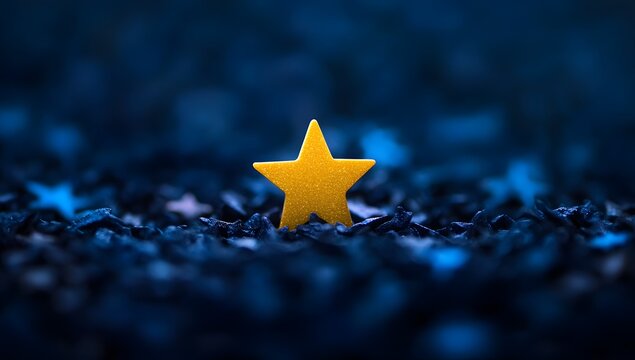 Single Gold Star Amidst Many Blue Stars
