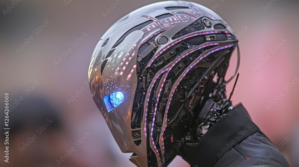 Poster advanced ai robot futuristic technology silver machine artificial intelligence close